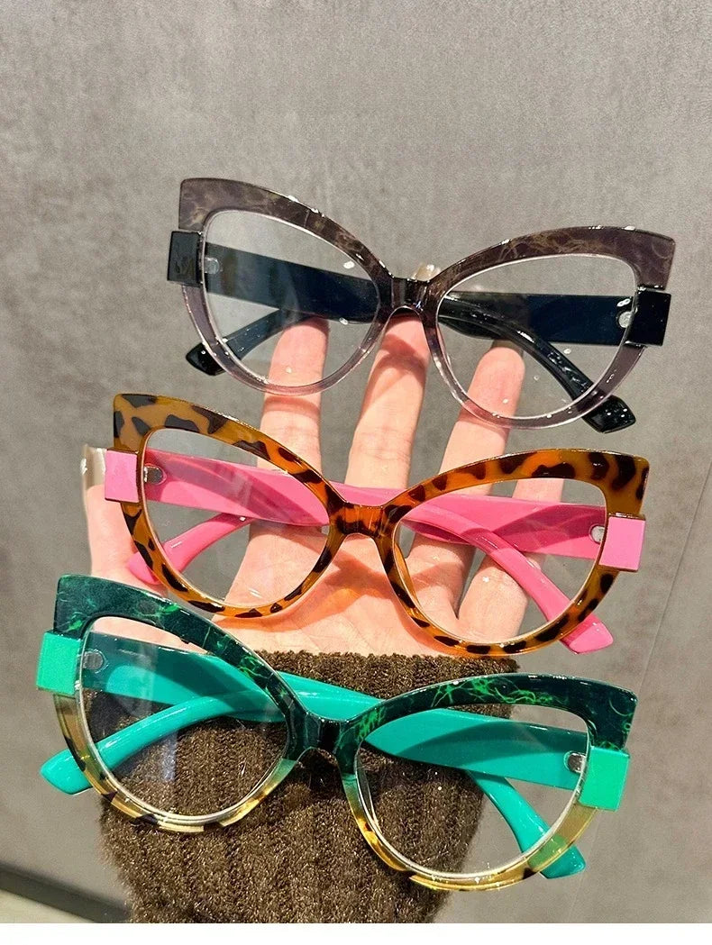 Color Blocking Cat-Eye Glasses — Multi-Color | KIMLUD
