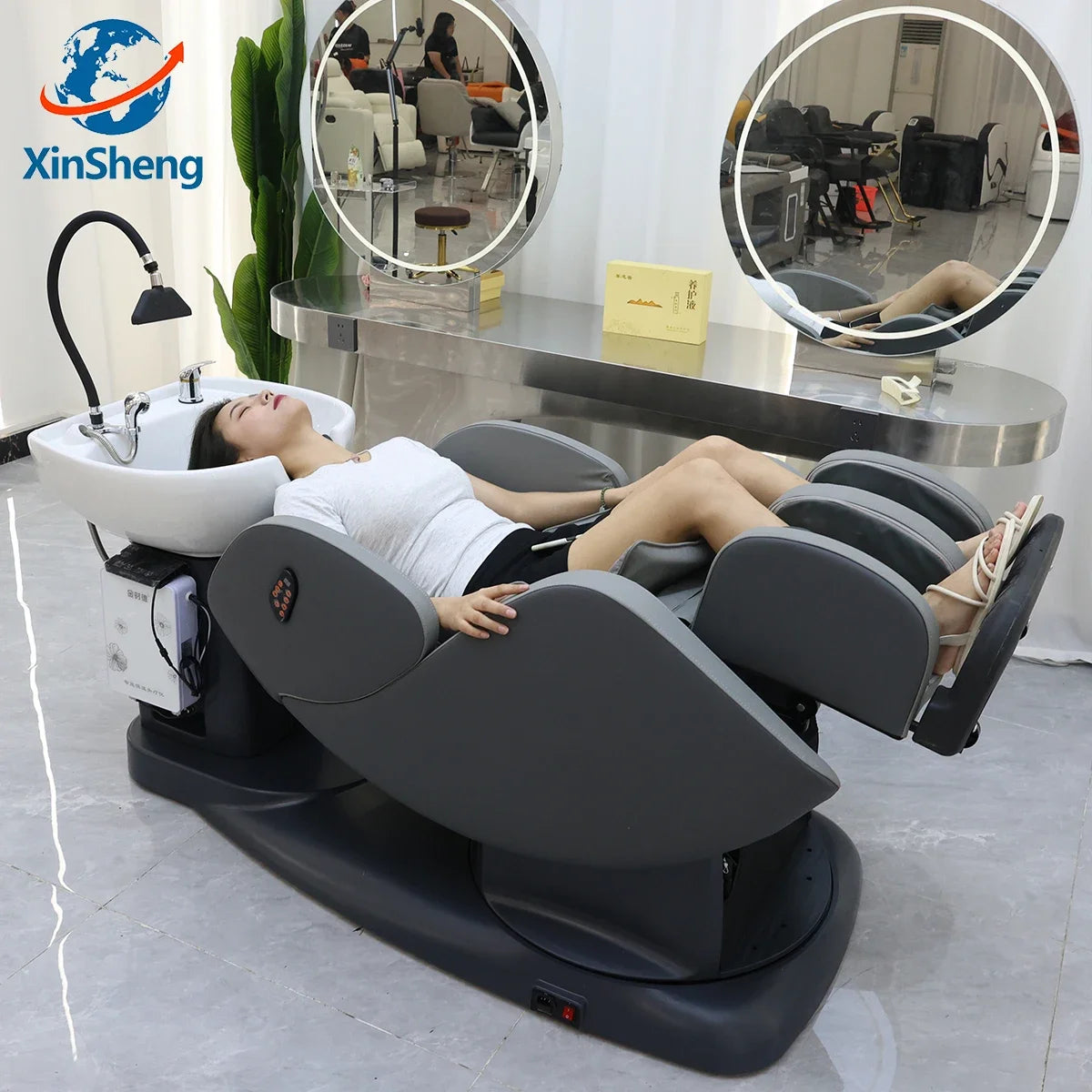 XinSheng Professional Rotating Shampoo Chair Hair Head SPA Chairs Headspa Salon Furniture Barber Chair Shampoo Bed Barber Beds