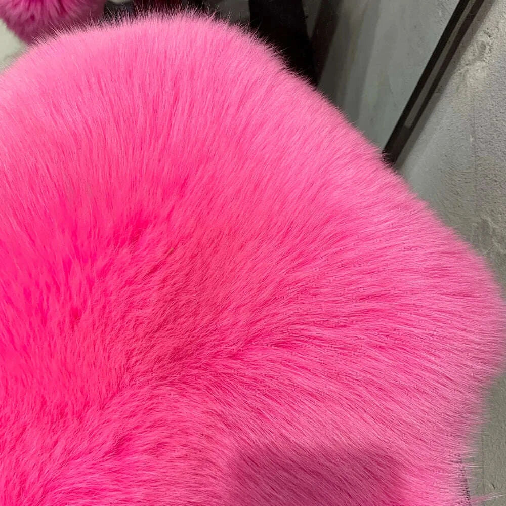 KIMLUD, Winter Long Fur Coats Winter Female Natural Fox Fur OutWear Full Pelt Real Fox Fur Jackets with Long Sleeve, KIMLUD Womens Clothes