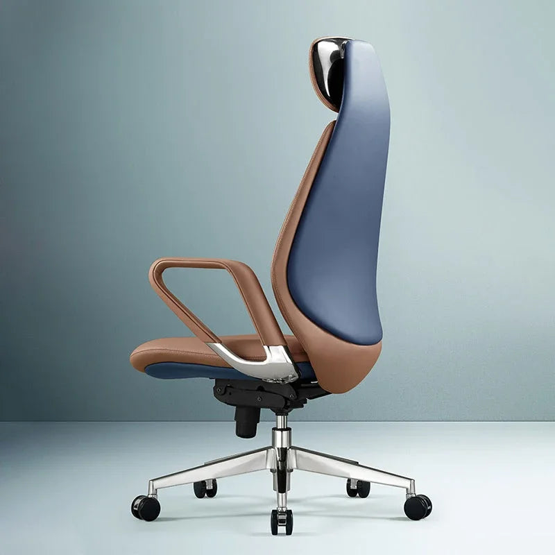 Elastic Leather Office Chair Ergonomic Modern — Blue | KIMLUD
