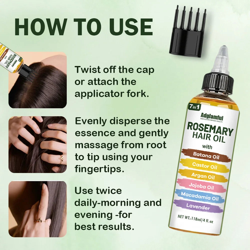 Rosemary-Infused No-Rinse Hair Oil Set With Comb — Amber | KIMLUD