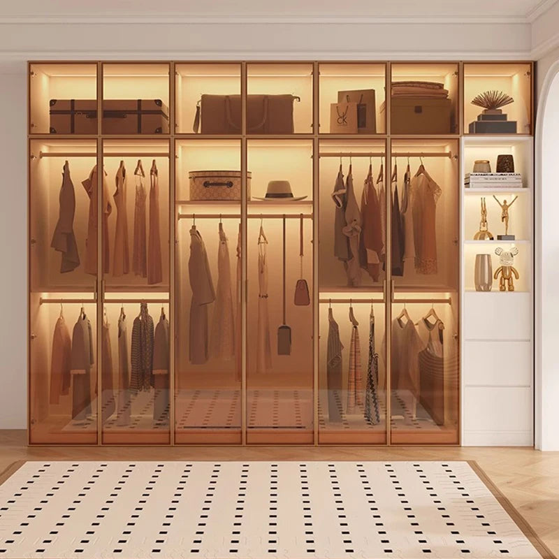 Fabric Open Closet Display Wooden Minimalist Modern Wardrobe Jewelry Cube Modular Wearable Storage Guarda Roupa Salon Furniture