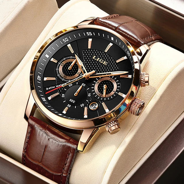 LIGE Fashion Automatic Date Men Quartz Watches Top Brand Luxury Male Clock Chronograph Sport Mens Wrist Watch Relogio Masculino