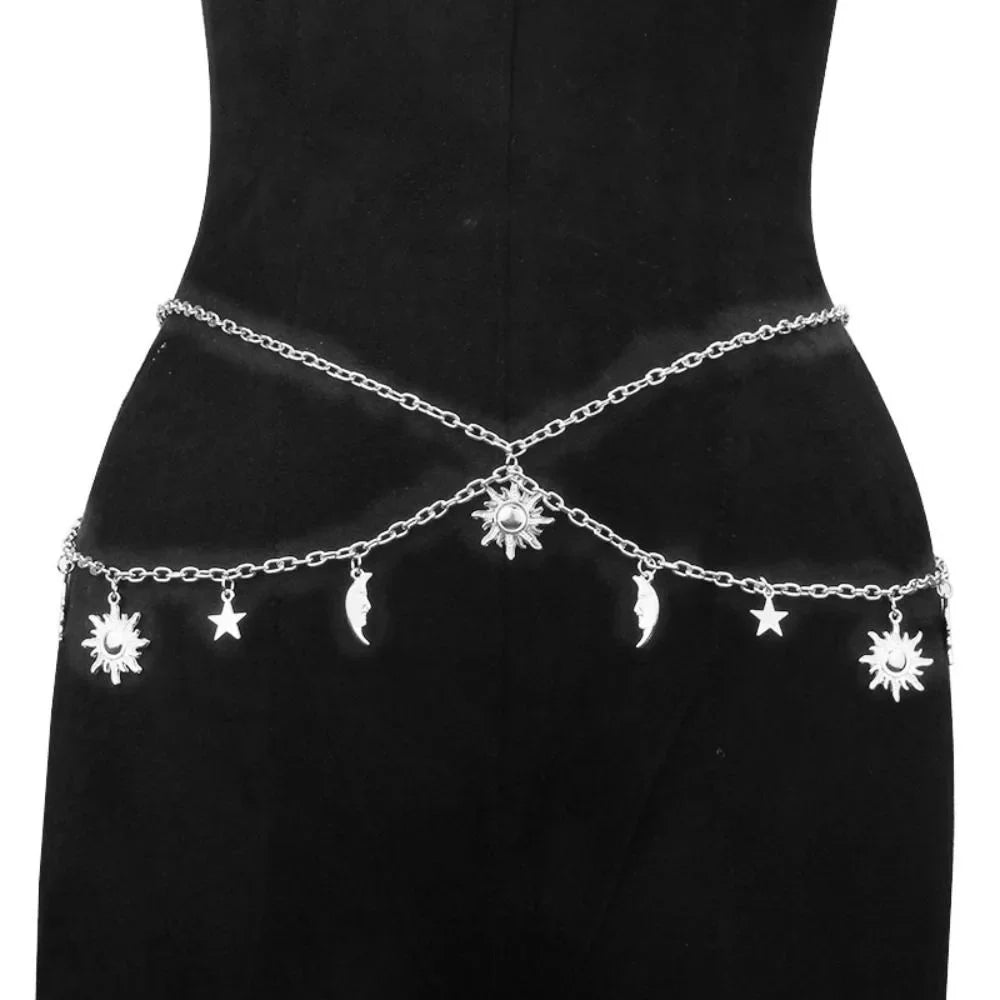 Metal Waist Chain Belt Punk Hip Hop Style — Gold | KIMLUD