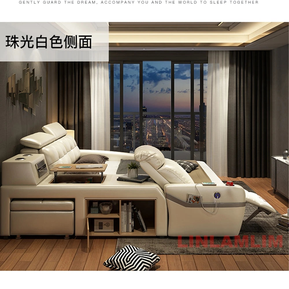 Genuine Leather Massage Bed Bluetooth Speaker — Chocolate Brown | KIMLUD