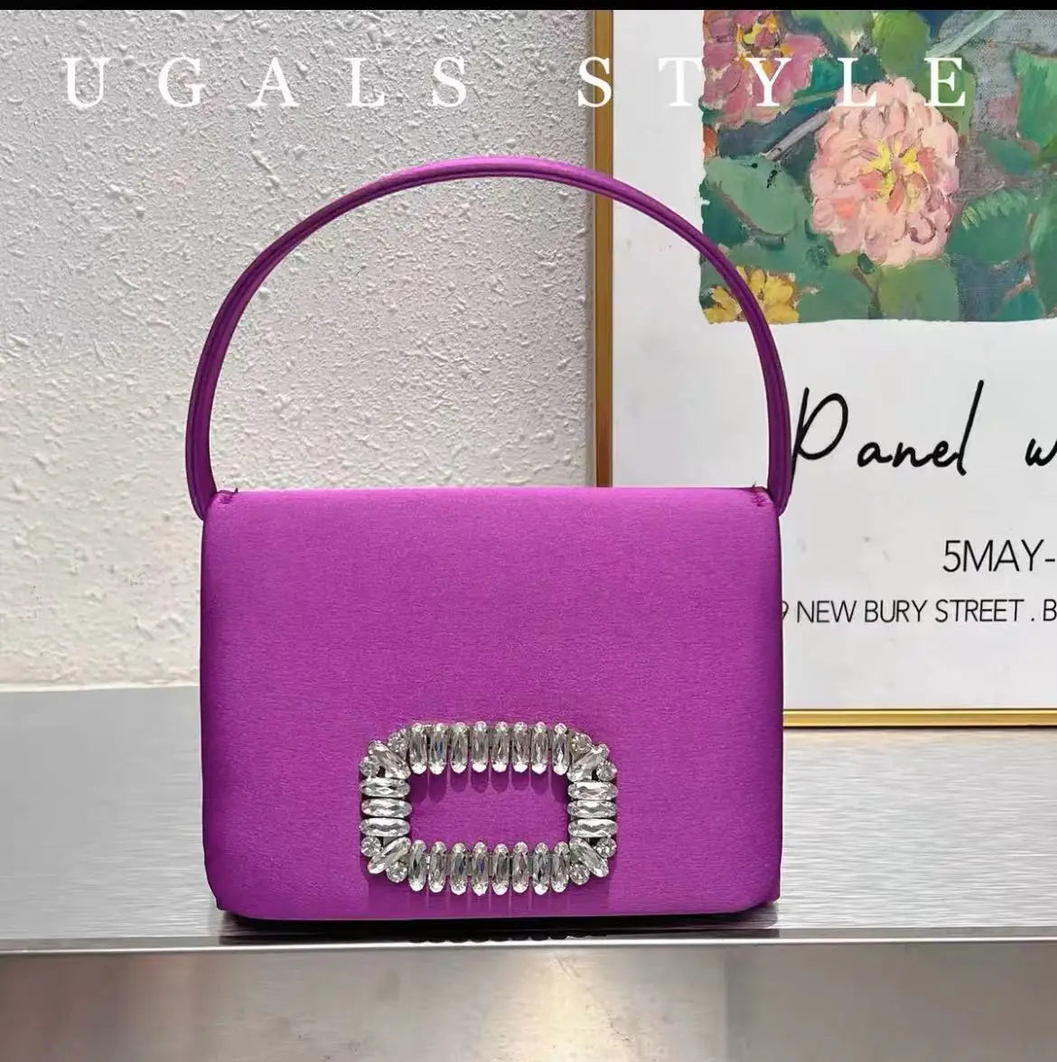 Crystal-Embellished Satin Evening Bag Tassel — Crystal | KIMLUD