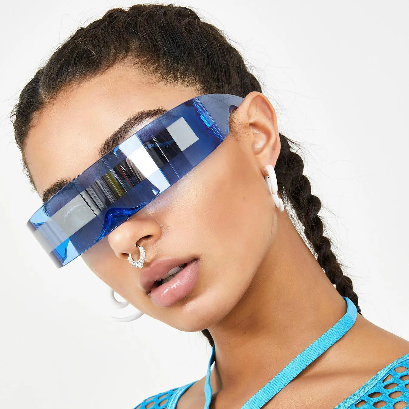 New Arrival Y2k women Sunglasses Laser Eyeglasses technological sense Mirrored Lens Eyewear Glasses integrated Men sun glasses