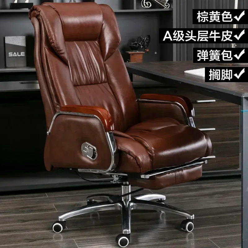 Retro Executive Leather Chair Armchairs Editor Choises Fashion Aluminium Office Chair Working Relax Silla Escritorio