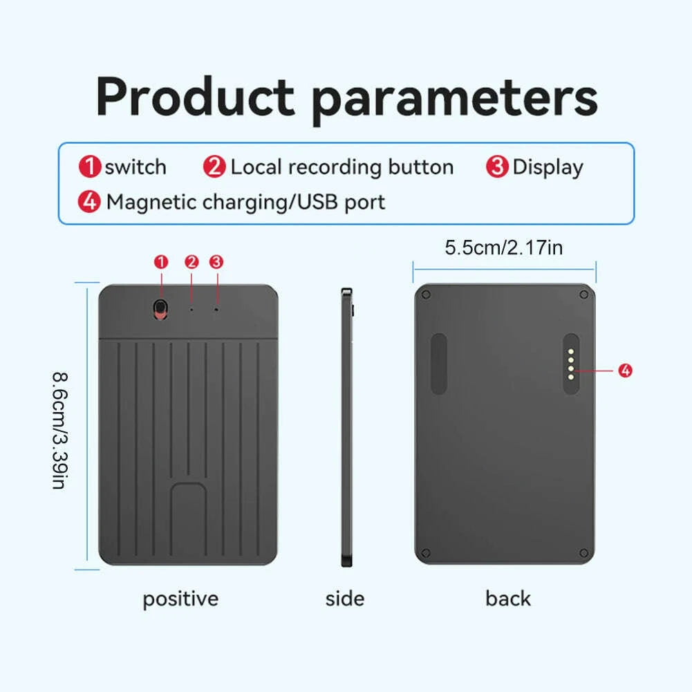 KIMLUD, ChatGPT-4 AI Voice Recorder LED Indicator AI Notetaking Device 500mAh Intelligent Note Voice Recorder for International Exchange, KIMLUD Womens Clothes