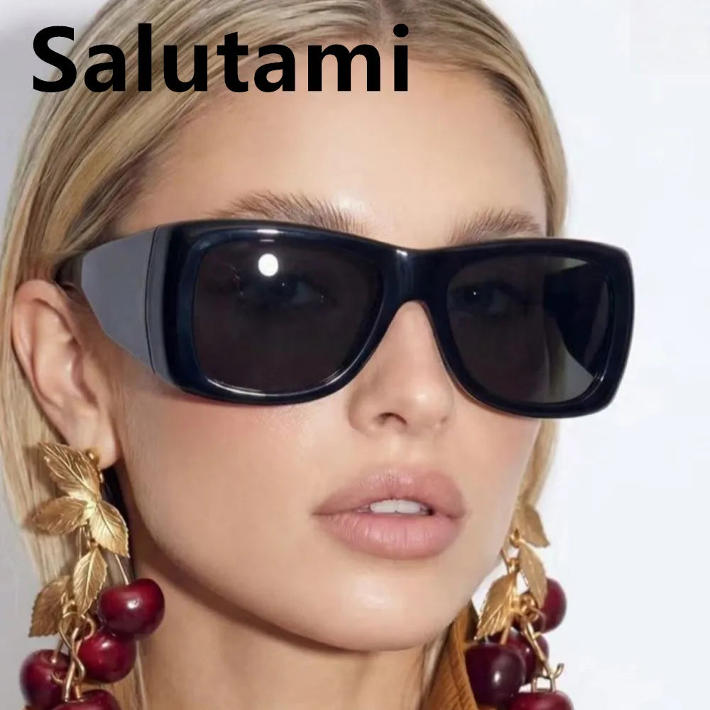 Oversized Square Sunglasses Y2K Style — Black | KIMLUD