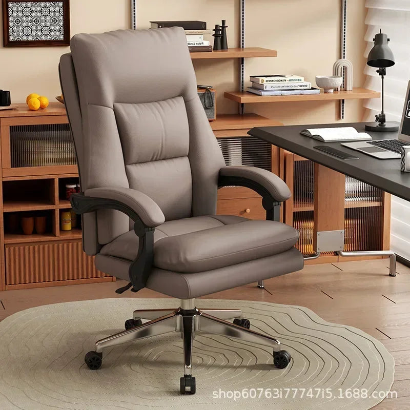 KIMLUD, Leather Boss Chair Office Chair Recumbent Back Study Chair Ergonomic Home Computer Chair, KIMLUD Womens Clothes