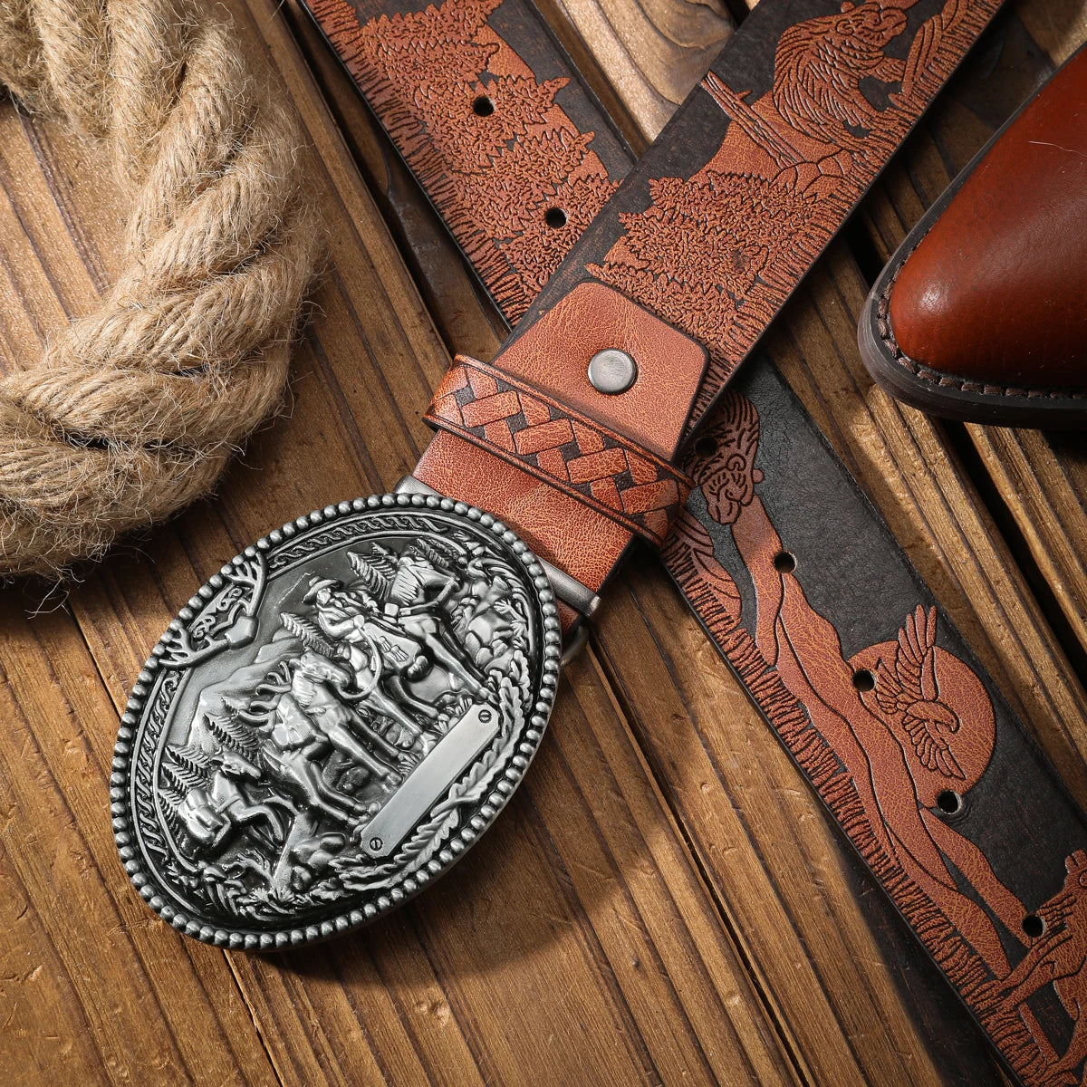Belts – PU Belt With Alloy Buckle – Western Style | KIMLUD