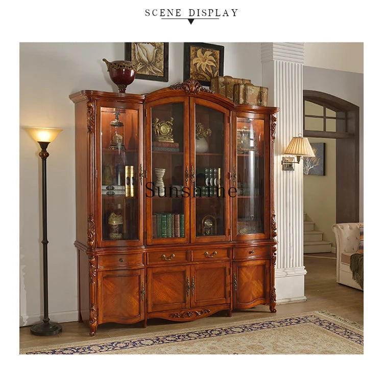 American solid wood four-door large bookcase large capacity shelf