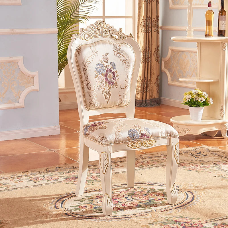 European Style Dining Chair Modern Restaurant Solid Wood Princess Chair Wedding Simple High Quality Muebles Lounge Furniture