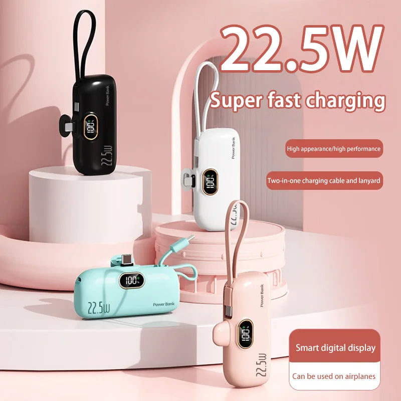 Xiaomi Mijia 30000mAh Mini Portable Power Bank Capsule Mobile Power Supply Emergency External Battery Fast Charger For iPhone 16