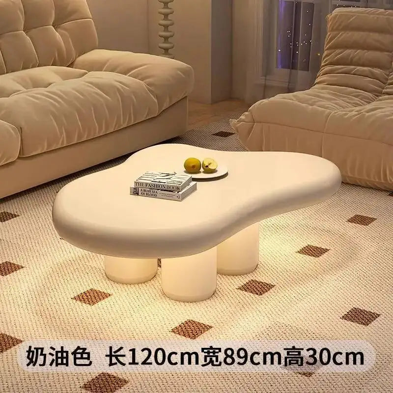 Mid Century Wood Coffee Table Set With Storage Sculptural Design — White | KIMLUD