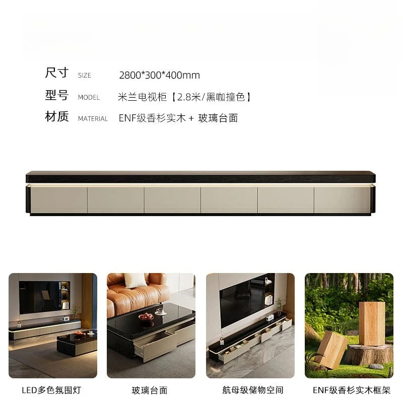 Sculpted Wood TV Stand With Sliding Doors — White | KIMLUD