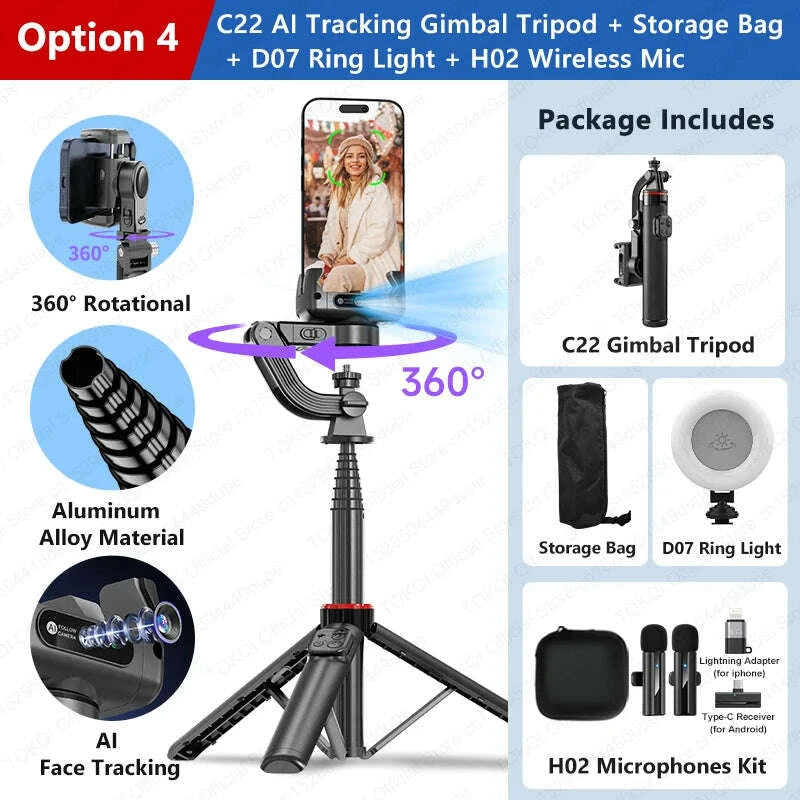 c22-ai-face-tracking-handheld-gimbal-stabiliser-360°-rotation-shoot-selfie-stick-tripod-for-mobile-phone-14-screw-for-camerakimludkimlud-35562141