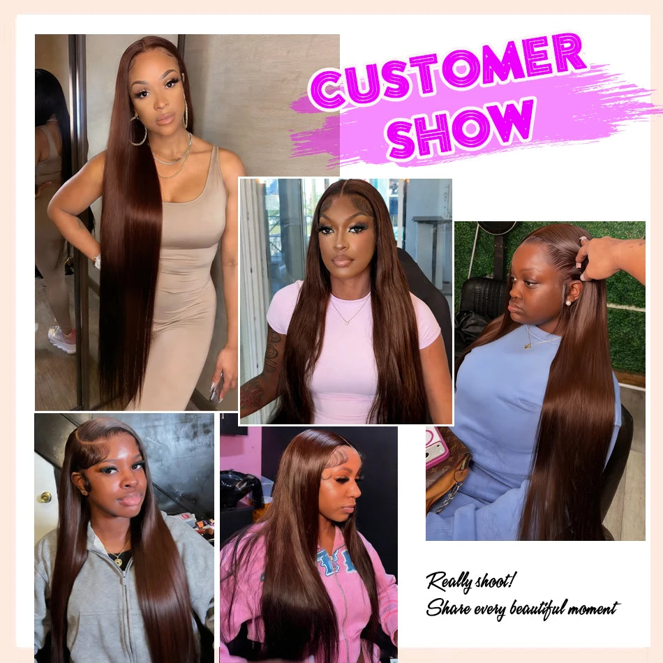 Lace Front Wig – 13x4 Straight – Remy Hair – Chocolate Brown | KIMLUD