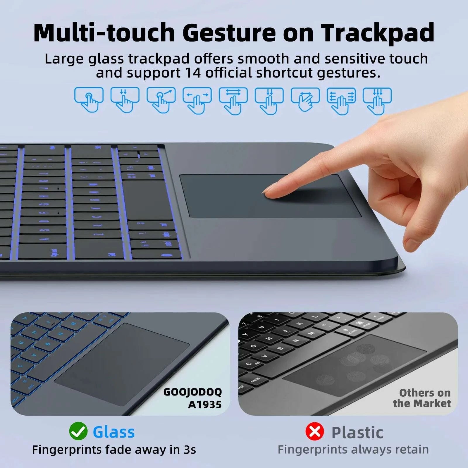 KIMLUD, GOOJODOQ Ultra Thin Magic Keyboard for iPad Pro 11 Air 11 M3/M2 Pro 12.9 Pro 13 Pad A16 Glass Trackpad Aluminum Alloy Keyboard, KIMLUD Womens Clothes