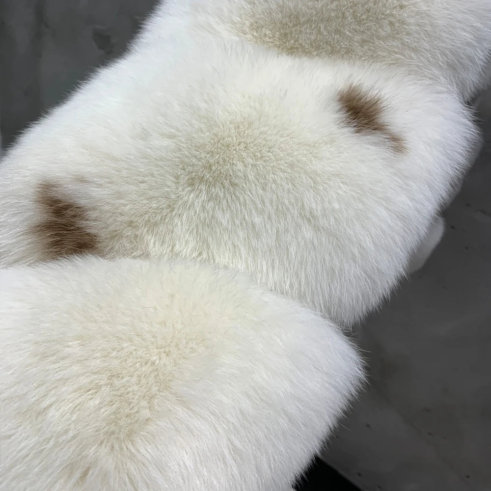 Winter Long Fur Coats Winter Female Natural Fox Fur OutWear Full Pelt Real Fox Fur Jackets with Long Sleeve