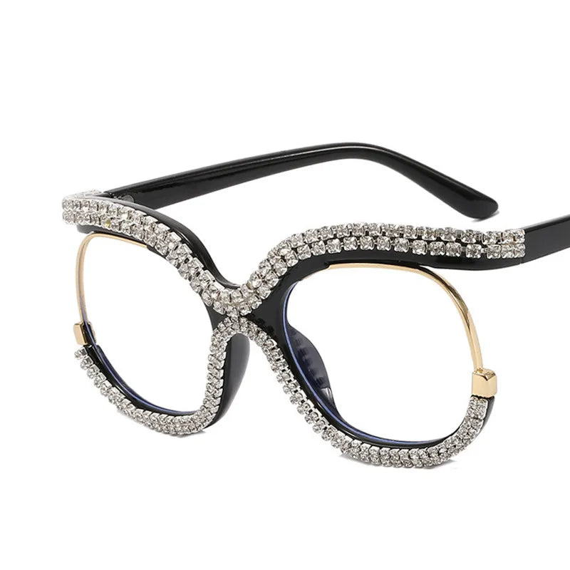 Plastic Diamond-Decorated Reading Glasses — Clear | KIMLUD