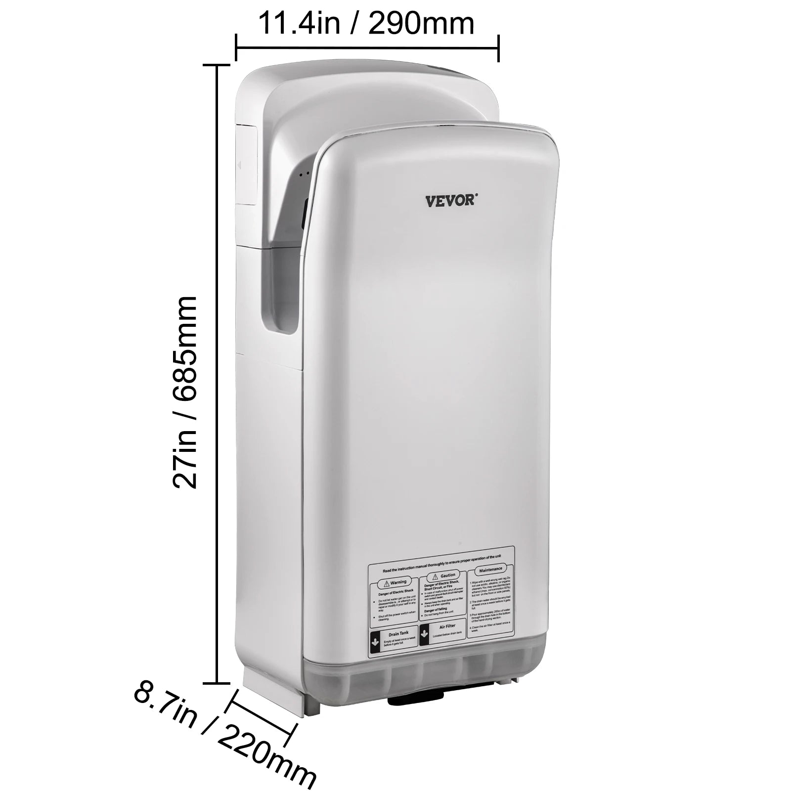 SucceBuy Hand Dryer Machinery Automatic High-speed Jet Double-sided Secure Robust Material Blade for Washroom Multicolor