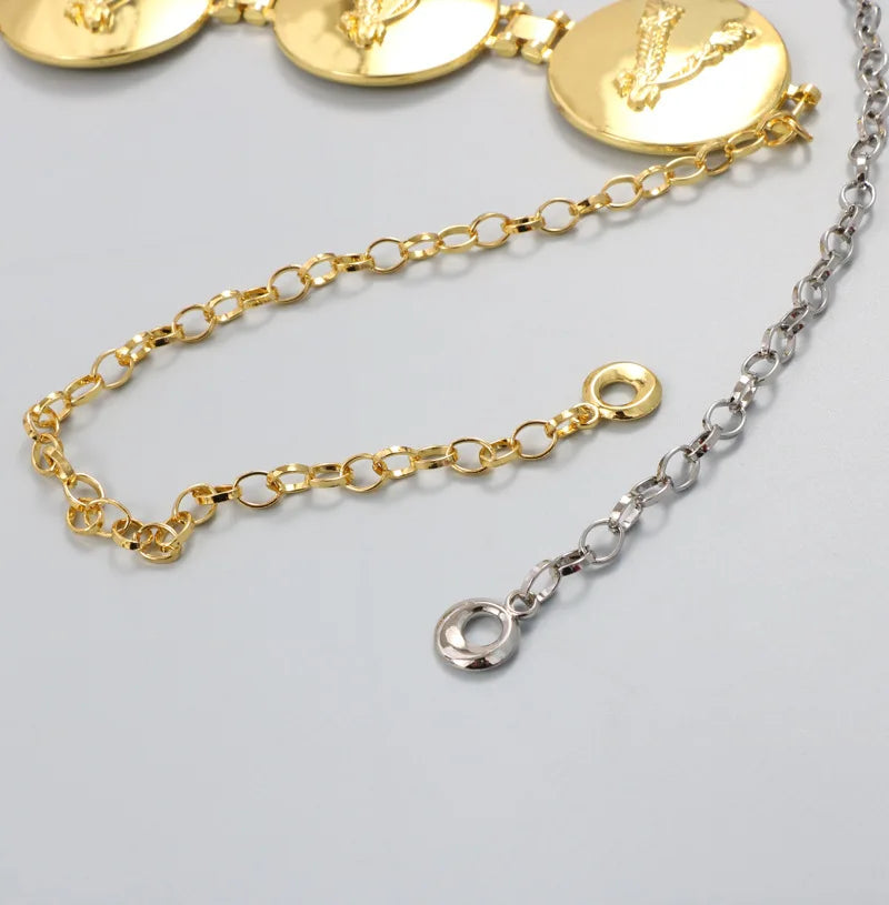 2026 New round gold color silver color alphabet belt luxury dress long waist chain  designer belt women's fashion accessories