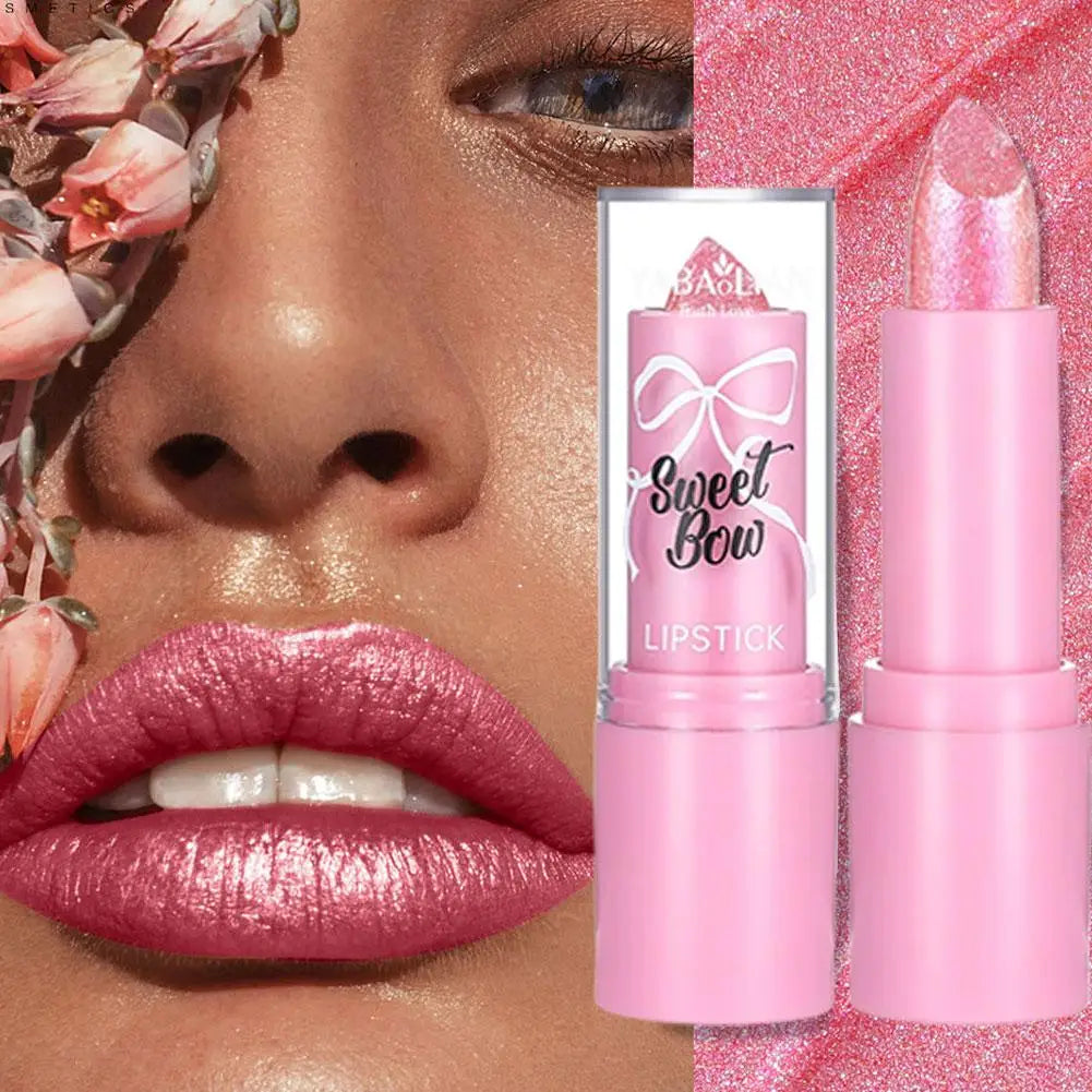Metallic Glitter Lipstick Long Lasting High Shine — Pink | KIMLUD