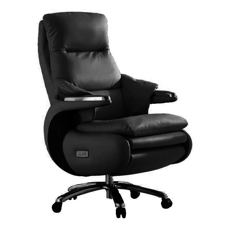 Leather Office Chair High-Back Executive — Black | KIMLUD