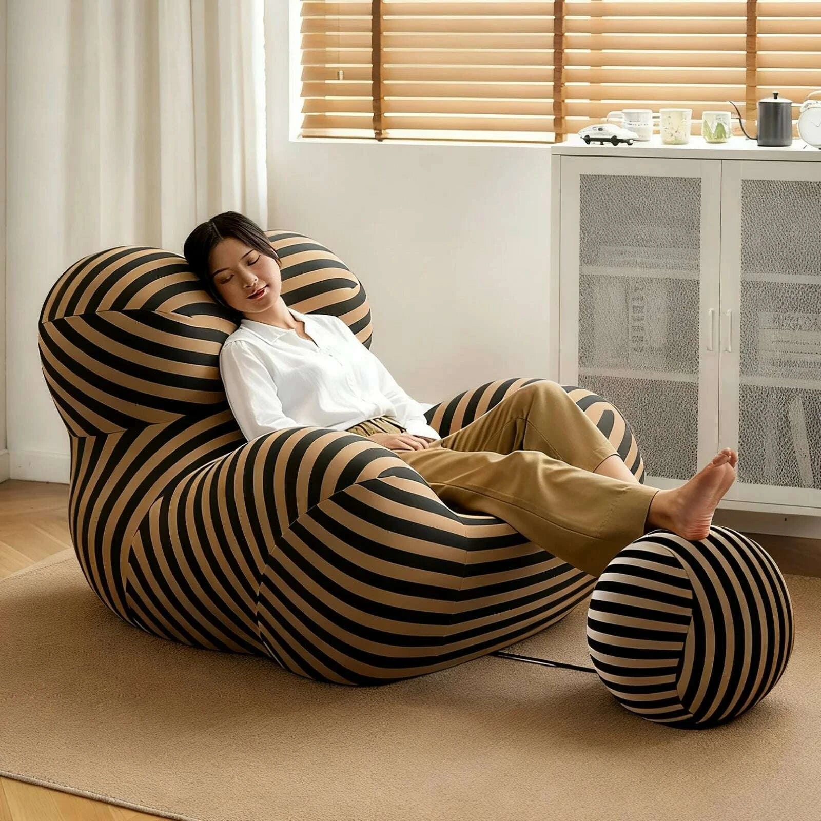 KIMLUD, Bean Bag Chair for Adults,MemoryFoam Sofa,Floor Reading Chair withOttoman,Comfy Single Living Room Couch,Boneless Chair, KIMLUD Womens Clothes