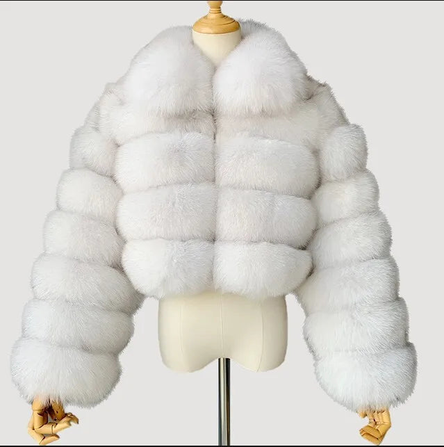DEAT Fashion Women's Faux Fur Coat Lapel Zipper Long Sleeves Loose Thick Imitation Fur Short Jacket Winter New 7AB6103