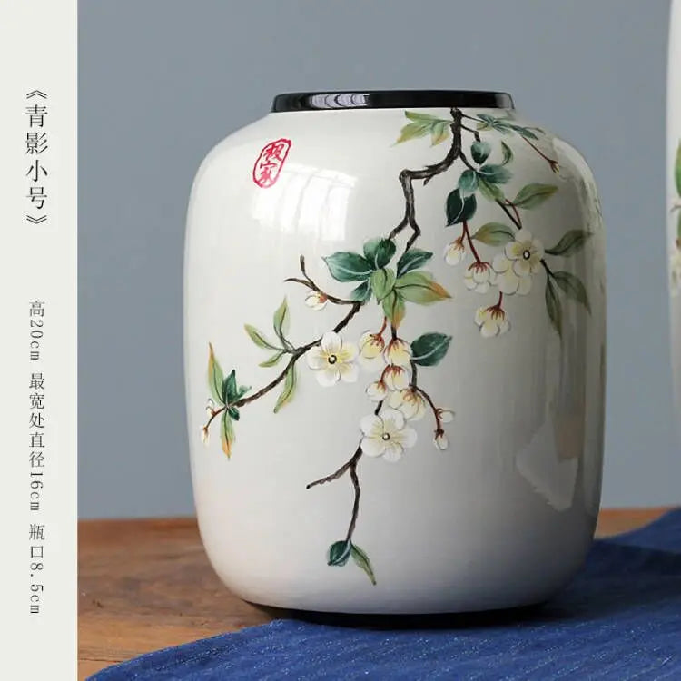 Chinese ceramic vase ornament, living room entrance floral art, home hydroponics creative simple round housewarming gift flower