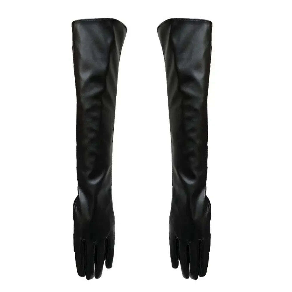 KIMLUD, Full Finger Gloves Windproof Dress Gloves Faux Leather Long Arm Gloves Costume Gloves For Dating Gifts, KIMLUD Womens Clothes