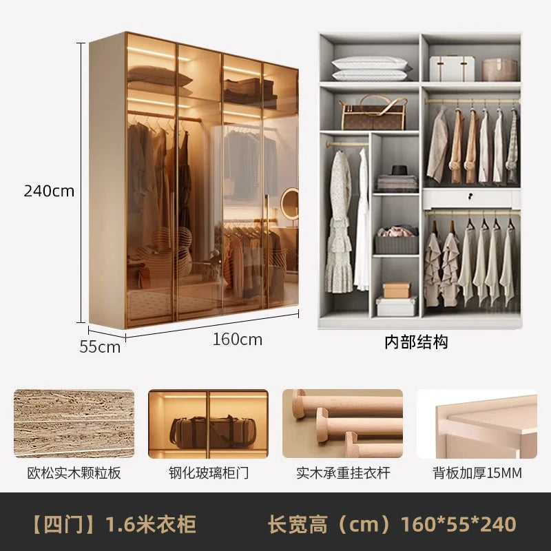 Fabric Open Closet Display Wooden Minimalist Modern Wardrobe Jewelry Cube Modular Wearable Storage Guarda Roupa Salon Furniture