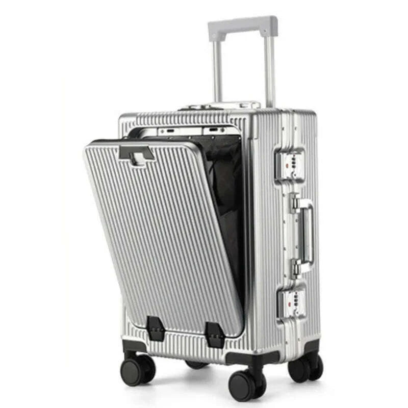 suitcase-front-opening-pocket-aluminum-alloy-frame-rolling-luggage-with-usb-charging-plug-trolley-carry-on-case-bag-with-wheelkimlud-womens-fashion-34613024