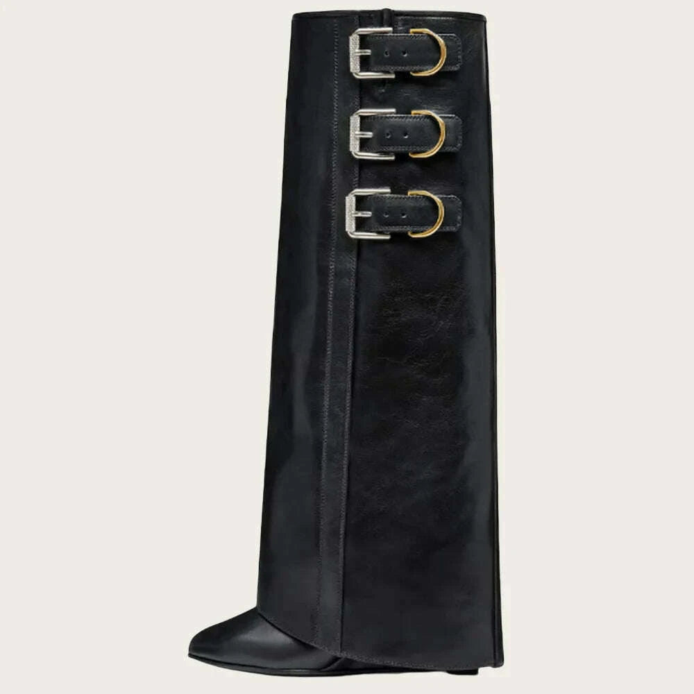 sexy-fashion-women-fold-over-boots-pointed-toe-chunky-heels-multiple-metal-buckles-knee-high-boots-nightclub-luxury-shoeskimlud-womens-fashion-34601809