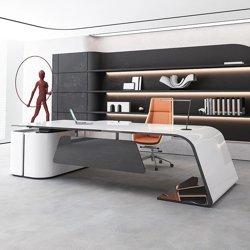 custom.Senior Lacquer Desk Designer High-end President Table Fashion White Manager in Charge of Big Class Desk