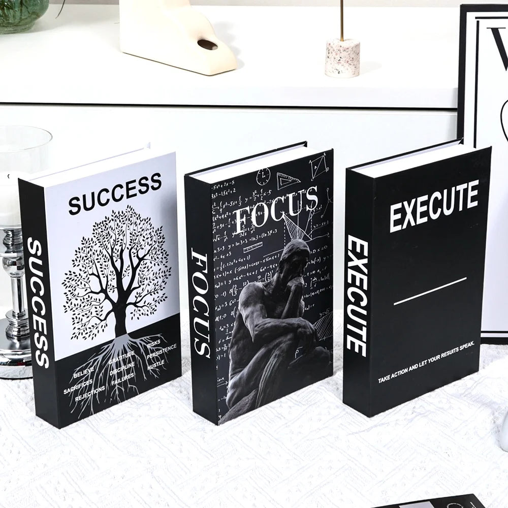 Foldable Faux Books Three-Piece Set for Couture Coffee Table Decor — Black | KIMLUD