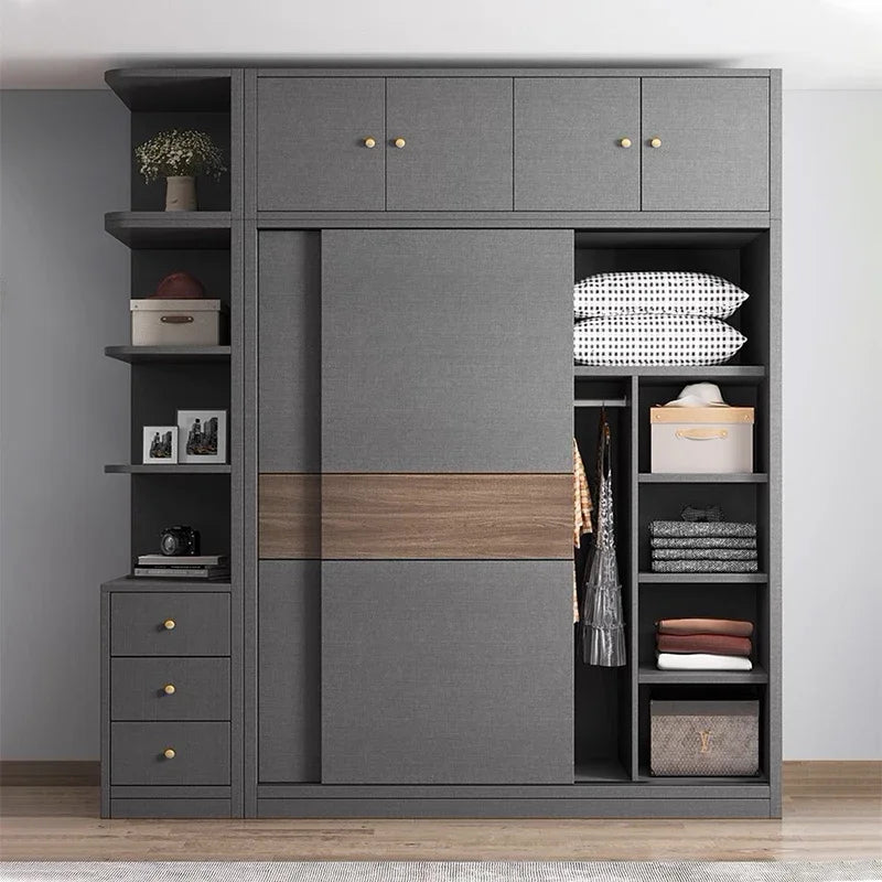 A Customized Modern Clothes Storage Organizer Double Wardrobe Cabinet Home Luxury Mdf Sliding Door Wardrobe Bedroom Furniture