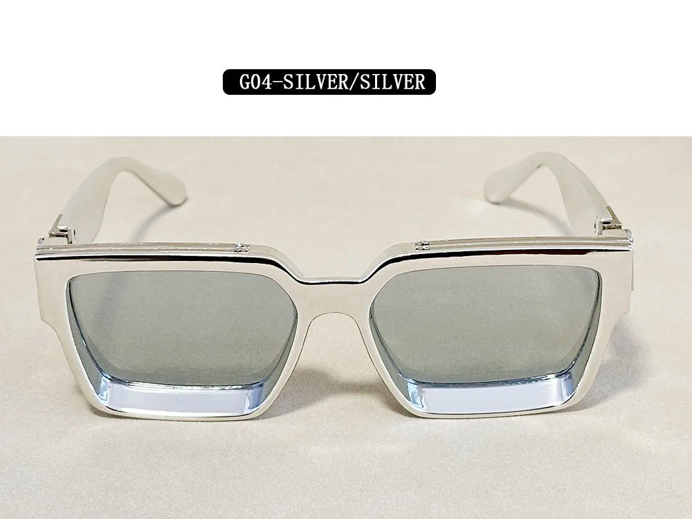Resin Square Sunglasses Vintage Millionaire Style — Silver | KIMLUD