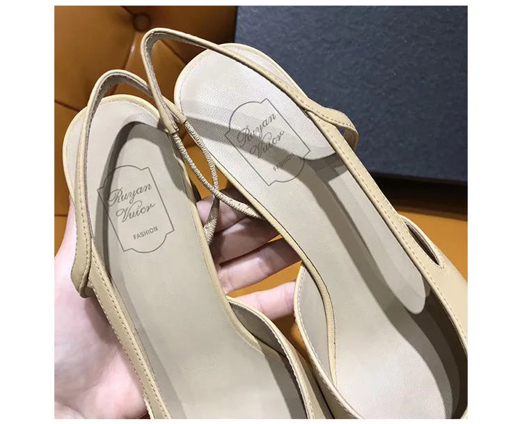 2025 women's mid-heeled shoes square toe color matching thick heel high heels