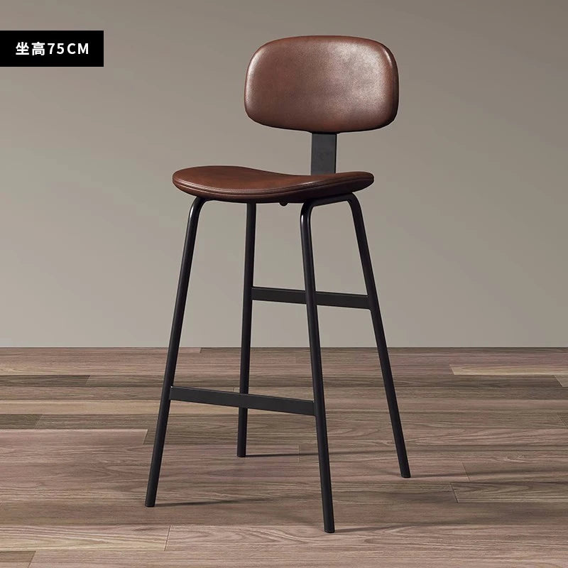 Industrial Wrought-Iron Bar Stool Soft Bag Seat — Black | KIMLUD