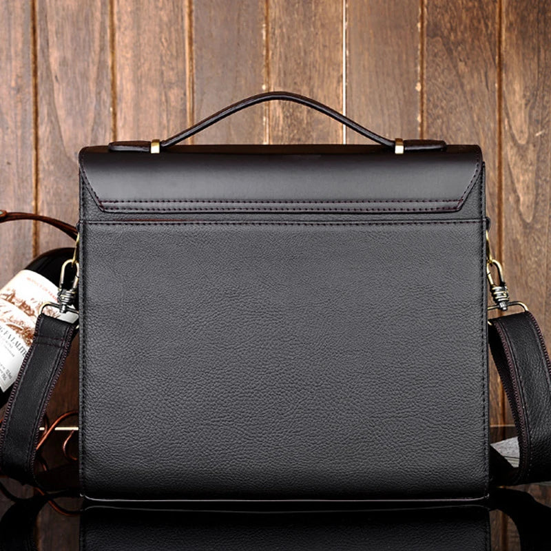 YoReAi Men's Business PU Wear-resistant Messenger Bag Casual Hard Leather Briefcase Large Capacity Fashion Storage Bags Wallet