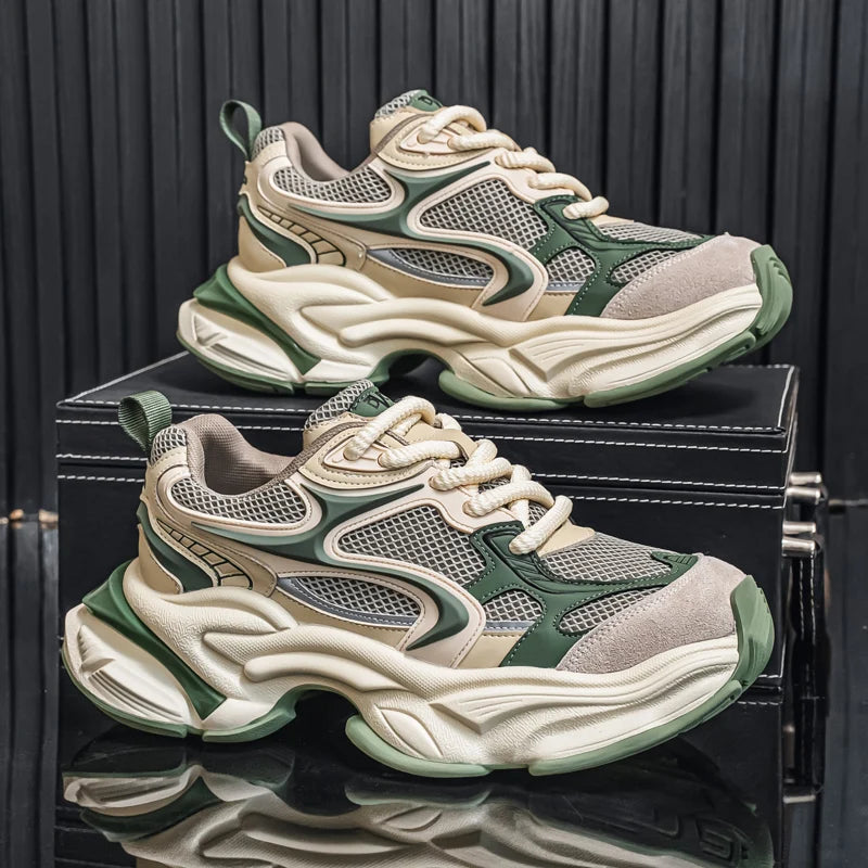 Men's Chunky Sneakers – Height Increasing Platform – Leather Fabric | KIMLUD