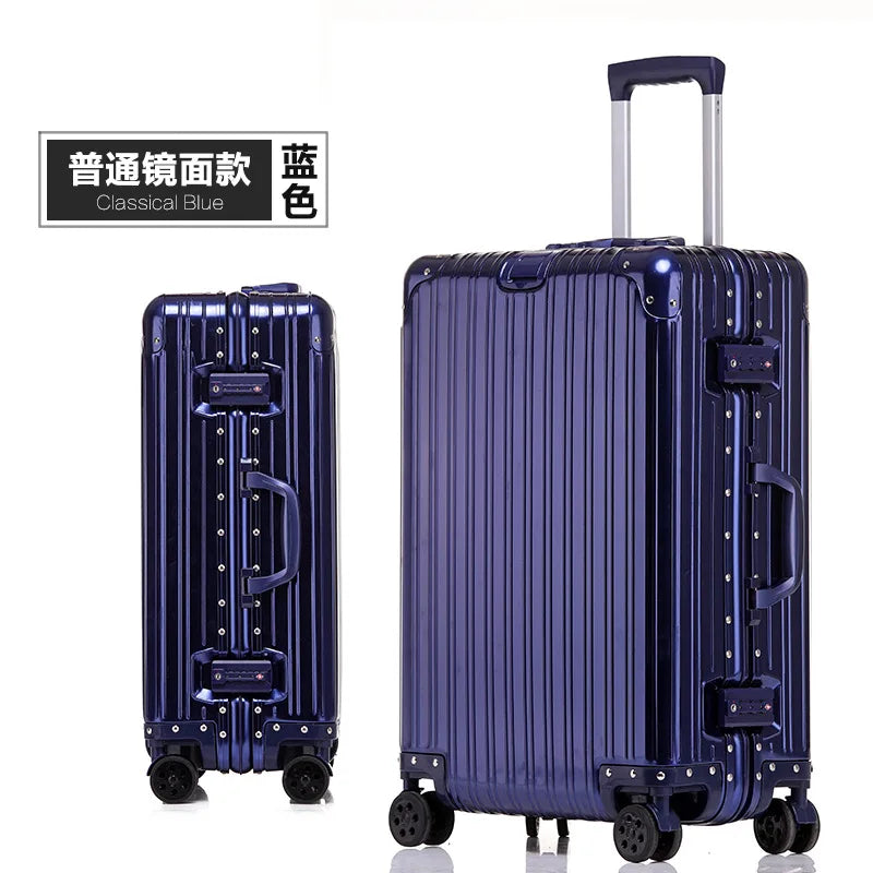 100% Aluminum Suitcase Cabin 20/26/30 inch TSA Customs Lock Aluminum Carry on Luggage Metal Hard Trolley Case Travel Suitcases
