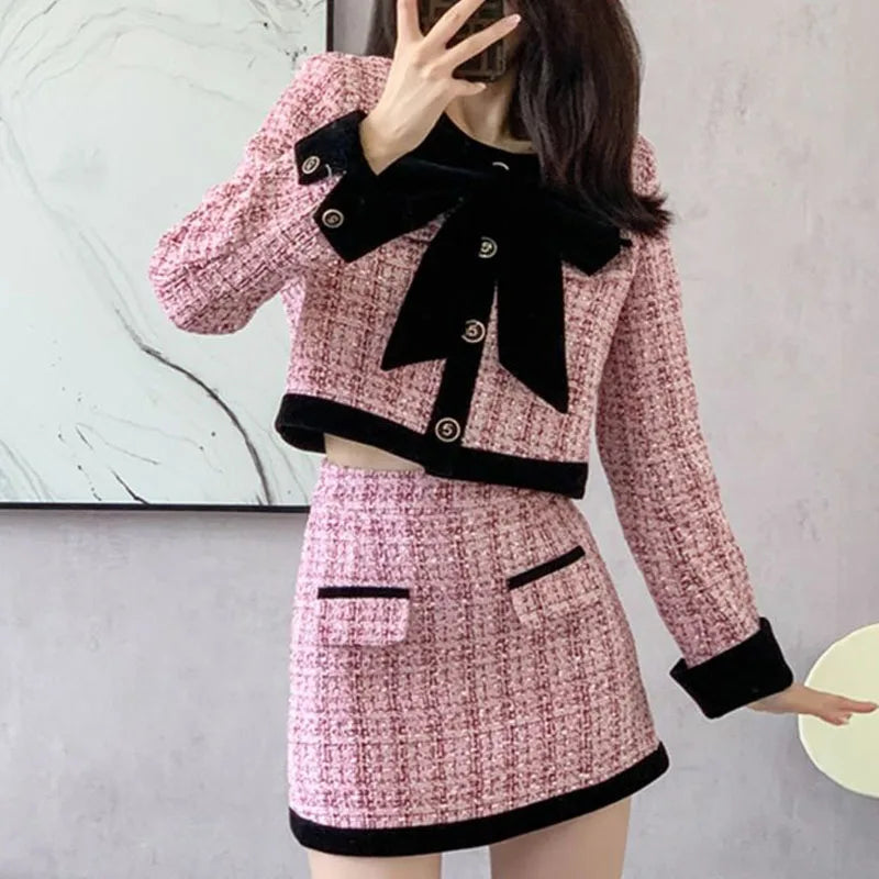 KIMLUD, New Autumn/Winter Fashion Korean Edition Celebrity High End Small Fragrance Versatile Western Style Age Reducing Two Piece Set, KIMLUD Womens Clothes