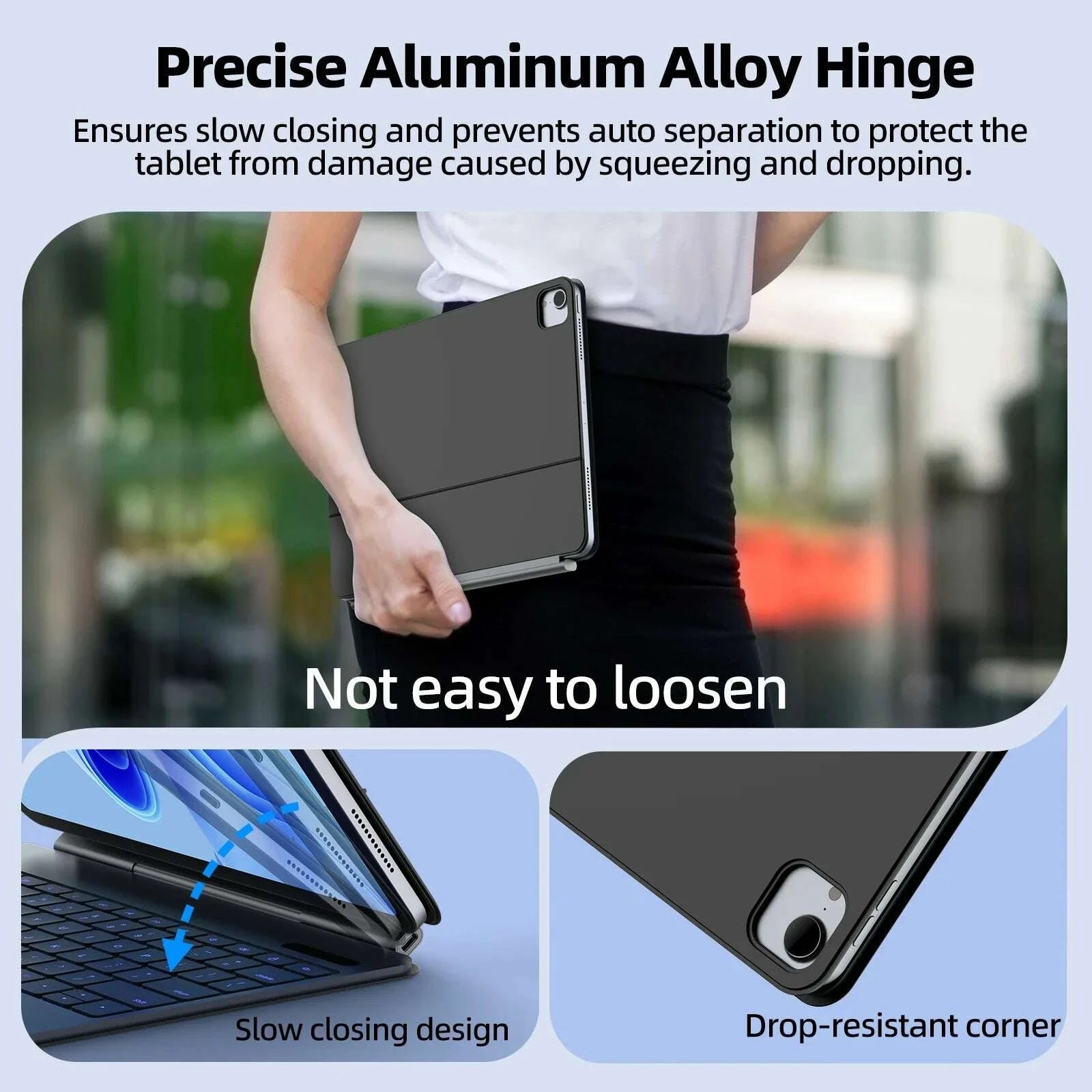 KIMLUD, GOOJODOQ Ultra Thin Magic Keyboard for iPad Pro 11 Air 11 M3/M2 Pro 12.9 Pro 13 Pad A16 Glass Trackpad Aluminum Alloy Keyboard, KIMLUD Womens Clothes