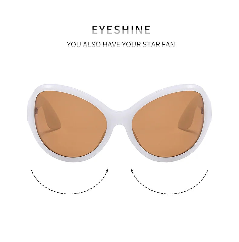 Oversized Oval Sunglasses Y2K Punk — Black | KIMLUD