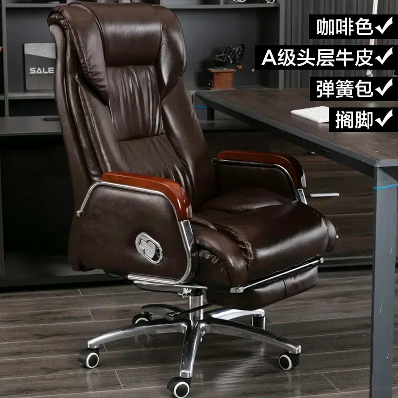 Retro Executive Leather Chair Armchairs Editor Choises Fashion Aluminium Office Chair Working Relax Silla Escritorio